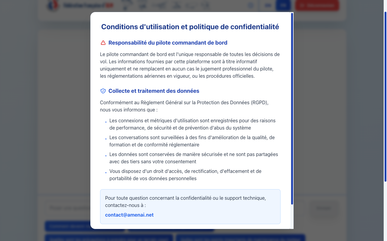 Acceptation des conditions